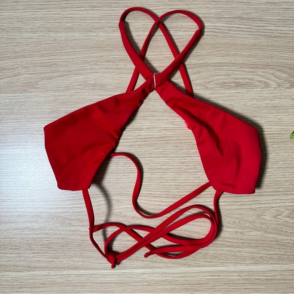 *NWOT Angelys Balek Cross Neck Wrap Front Bikini & String Brief in salsa - Picture 5 of 14